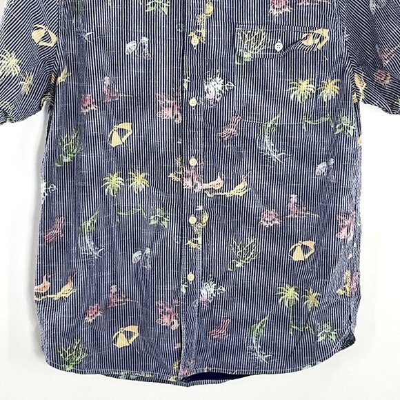 Tommy Bahama Shirt Men M Cotton Button Down‎ Striped Print Travel Vacation - Picture 6 of 13